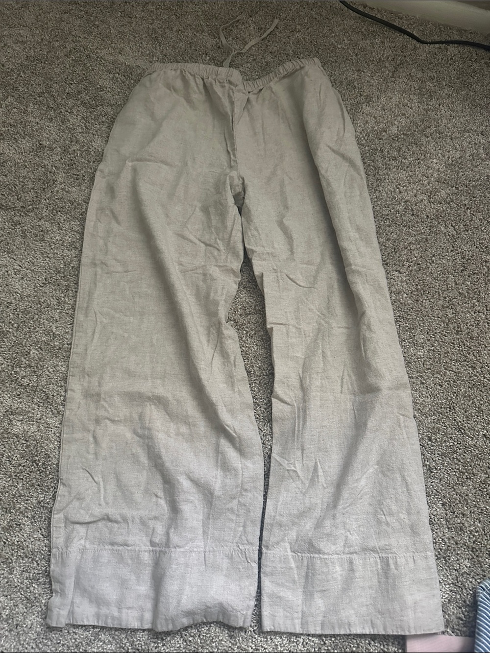 Light tan Linen-Blend Casual Pants